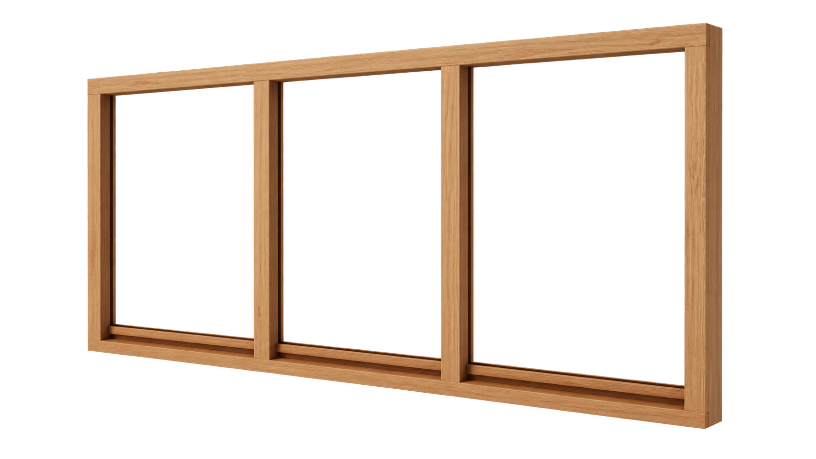 Vast glas | 3 vakken horizontaal | hout